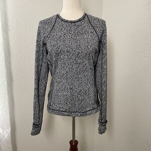 Lululemon Runderful Long Sleeve Cuffins Scattered Herringbone Women Size 8 Grey